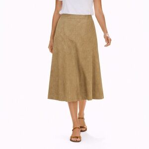 Vintage Elegant Tan A-Line Women's Skirt - with a suede-like appearance